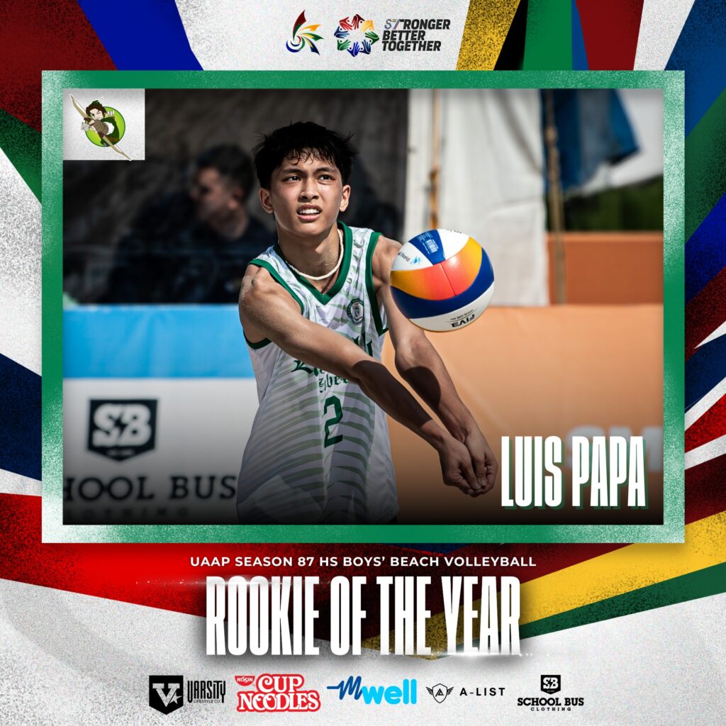 Antonio Luis Papa awarded as UAAP Season 87 Beach Volleyball Rookie of ...